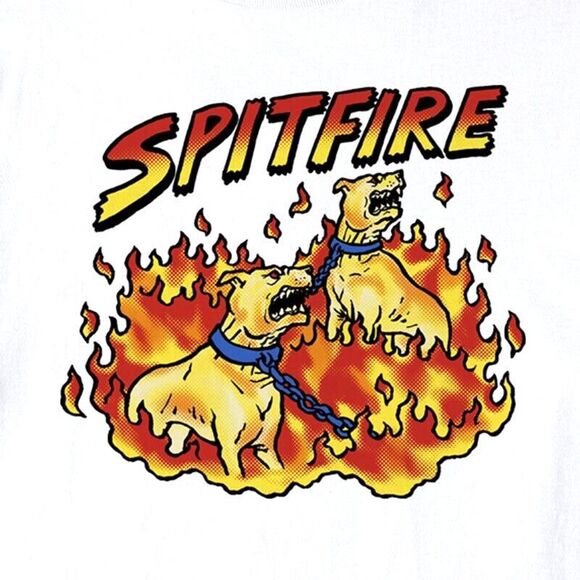 Skateboard T- Shirt, The Spitfire Hell Hounds Long Sleeve, White Tee, Men's Med - Picture 2 of 6